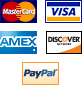 We accept Visa, Mastercard, American Express, Discover, and PayPal